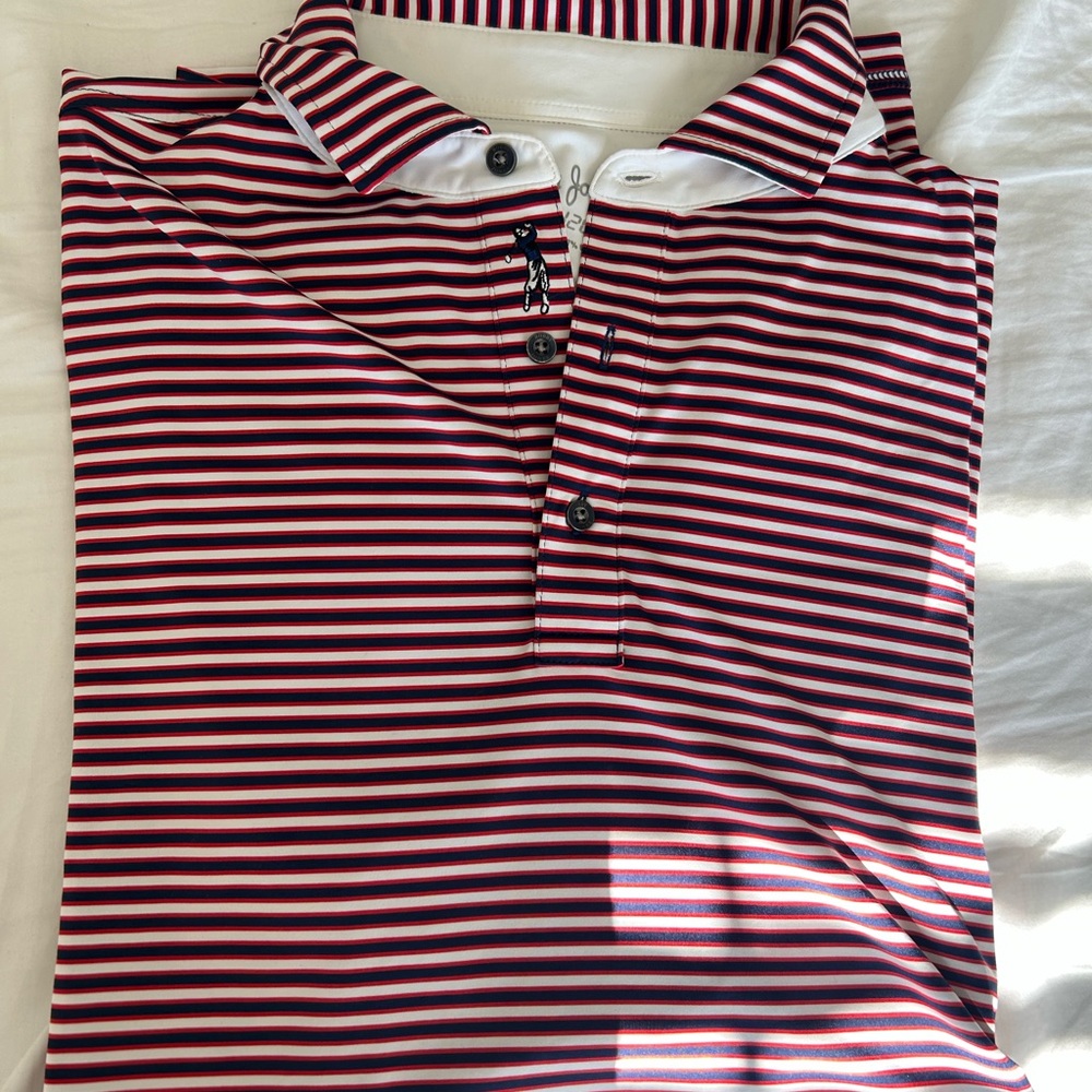 Bobby Jones Red, Navy & White Striped Performance Polo